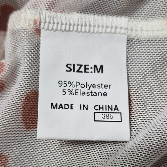 Sheer Red And White Heart Cropped Top Women's Top NWOT Size Medium - Picture 7 of 8